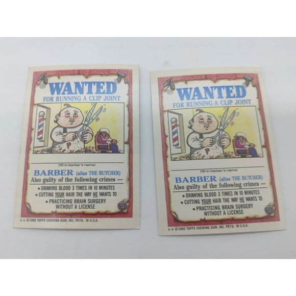 1986 Garbage Pail Kids Cards 84A Rod Wad & 84B Joe Blow 84 Set Lot Of 2 GPK 80s - Picture 2 of 3